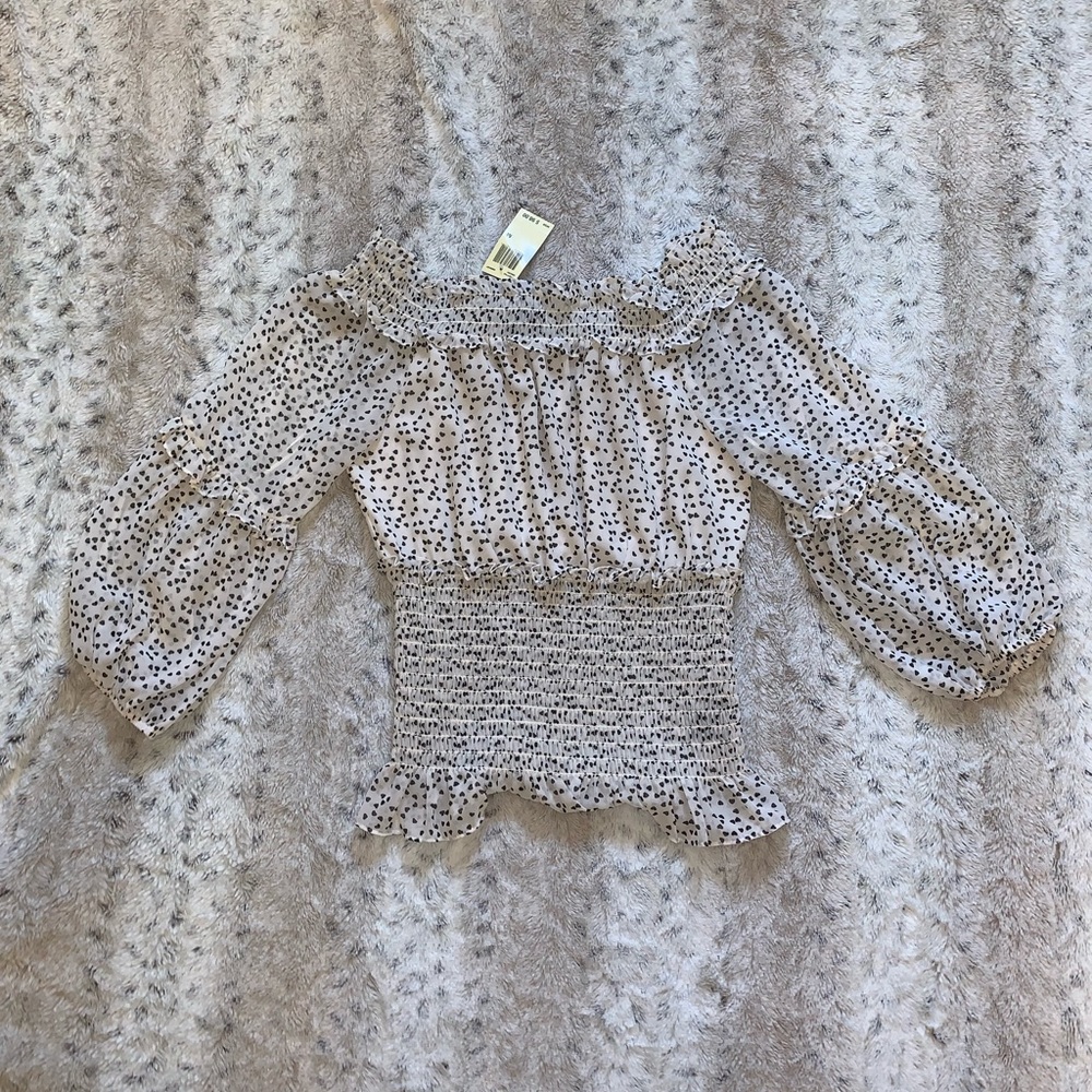 Sheer top with polka dots